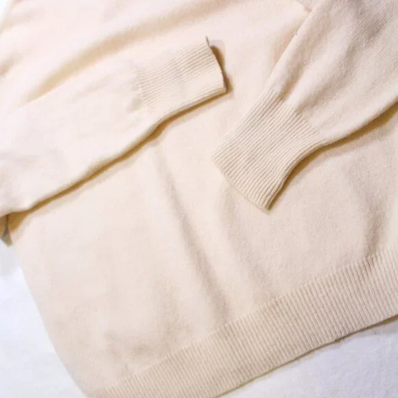 Polo Ralph Lauren Lambswool Knit Sweater Cream Mens L Waist Length